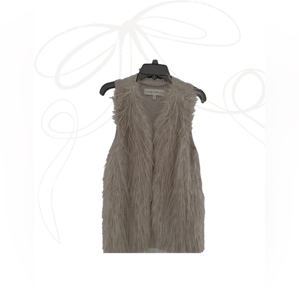 Sebby Collection Gray Faux Fur Vest